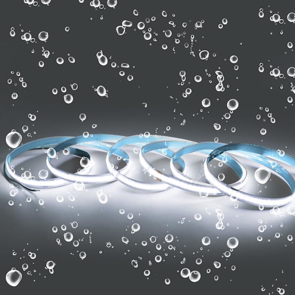 Arote 24V COB LED-stripe - 2m Vanntett Kald Hvit 6000K, IP65 Dimmbar, 320 LEDer/m Høy Lysstyrke for Hjemmedekorasjon (Strømforsyning Ikke Inkludert) Cold white m