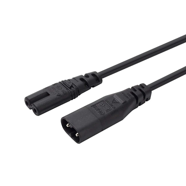 IEC 60320 C8-kontakt til C7-uttak Hane til hun Forlengelseskabel for strømforsyning Hovedstrømadapterkabel (30 cm)