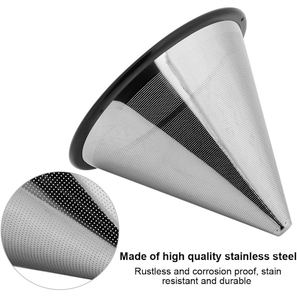 Kaffefilter, YJ‑99A3 Kaffefilter i rustfrit stål Te Coffee Dripper Kaffenetfilter