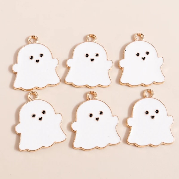 10 stk. 18*22 mm Halloween-charms, kreativ tegneserie spøgelse tænd for smykker gør guldfarver til halskæde øreringe gør tilfældig blanding farver