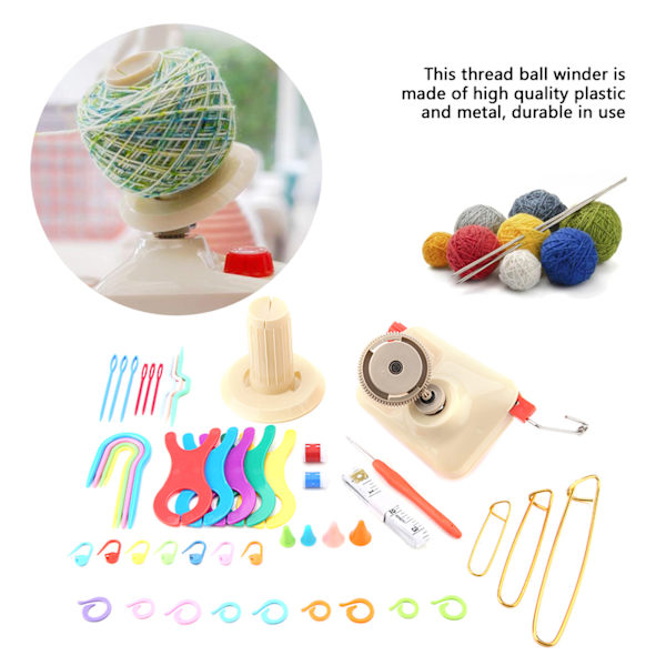 Stickningsull Garnvinda Kit med Garnvinda Stift Räknare Tum Meter Vävverktyg Set