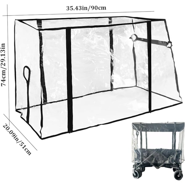 Vagn regnskydd pvc transparent vagn täcker vattentät 35x29x20in tak för vagn med förvaringspåse dragkedja vagnstillbehör utomhus levande
