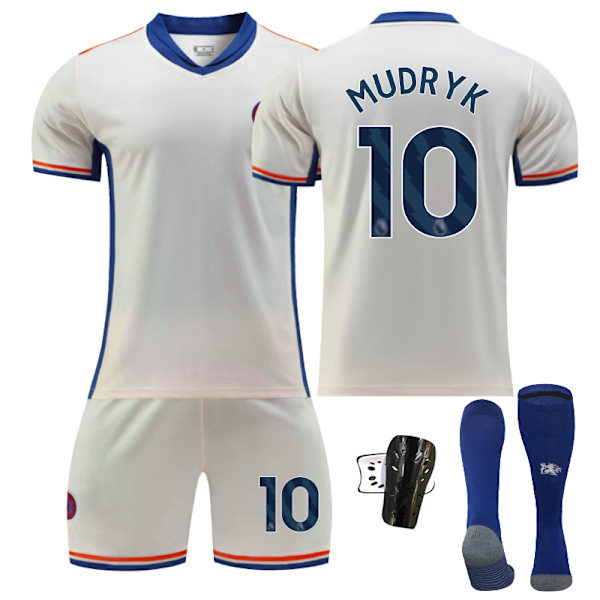 Chelsea Kotipelipaita Lapsille 2024-2025 - Vieraspelipaikka Mudryk Nro 10 - Sukkasuojat 30 No. 10 - Sock Guards 30