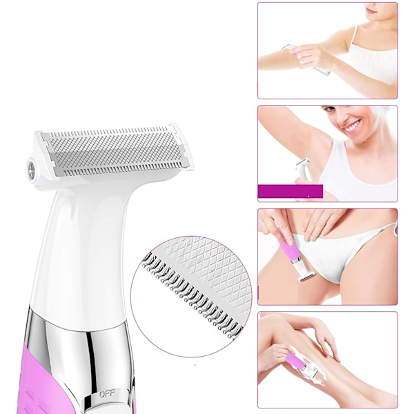 Intimbarbermaskin for kvinner, ElectriBrite 3-i-1 elektrisk trimmer for kvinner for kropp, bikinilinje, intimområde, ansiktshår og øyenbryn, dame