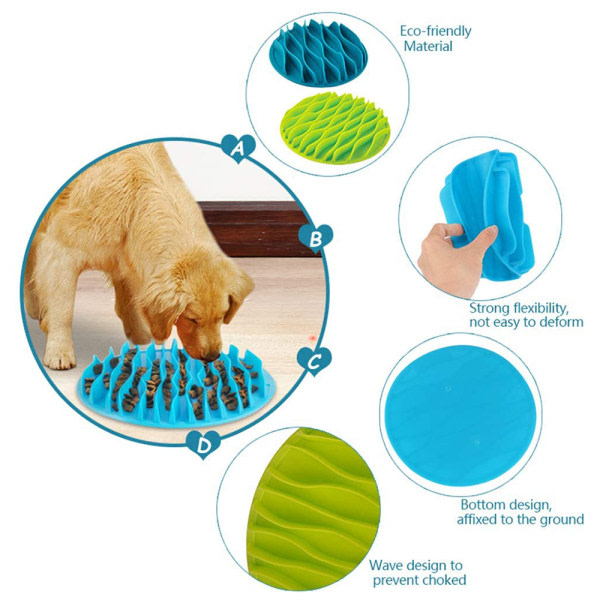 CQBB Pet Fun Mat Slow Portable Dog Feeder Bowl, Interactive Bloat Stop Dog Bowl-Anti-Choke Bowl Pet Bowl, Healthy-Blue