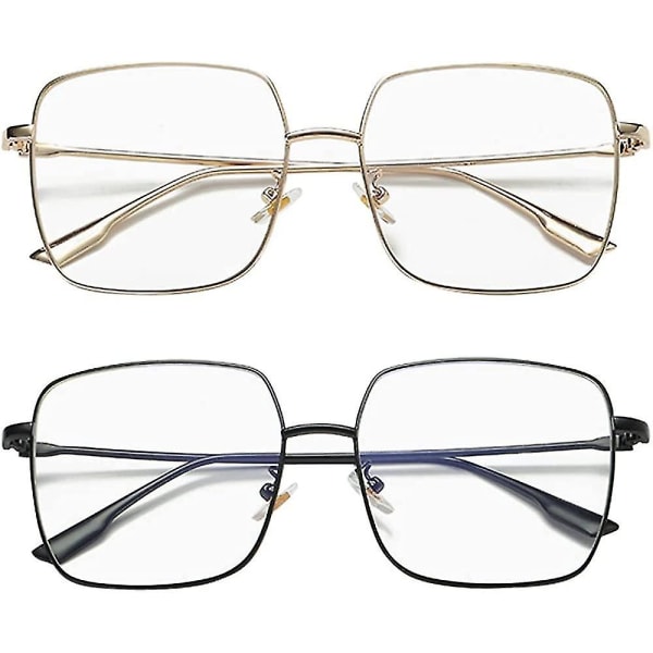 Blått ljusblockerande glasögon dam Antireflex Uv-filter Datorspelsglasögon Retro Matal fyrkantig glasögonbåge