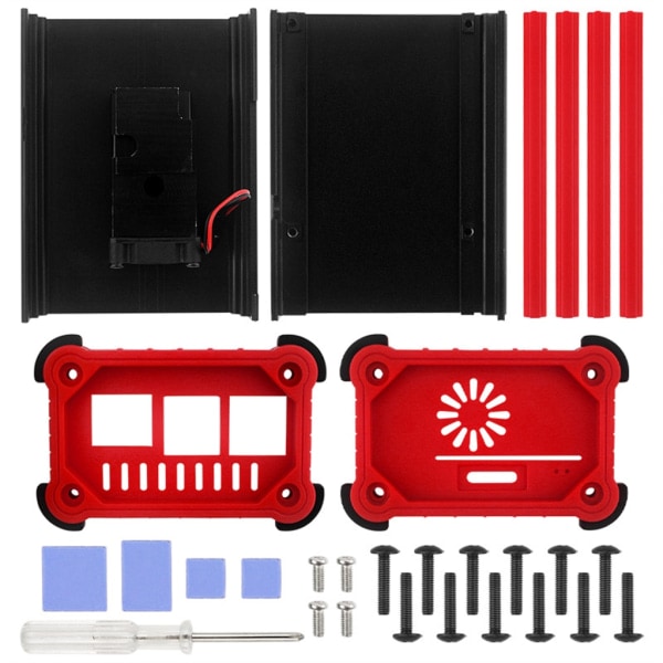 SQBB för Raspberry Pi 4 case Passiv och aktiv med kylfläkt Kylflänsar Ventilationshål Antifallande metalllåda för RPi 4B