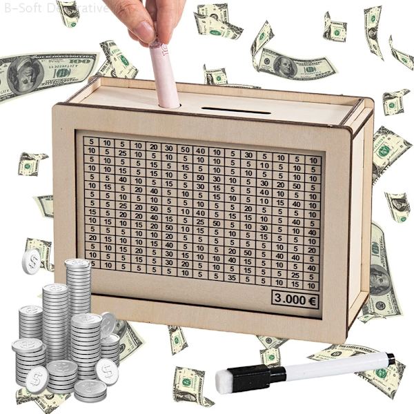 Träpengar Box Spargris Kontant Sparande Lådor Med Räknare Barn Pengar Arrangör Spargris Mynt Förvaring Fall Med Sparmål A6