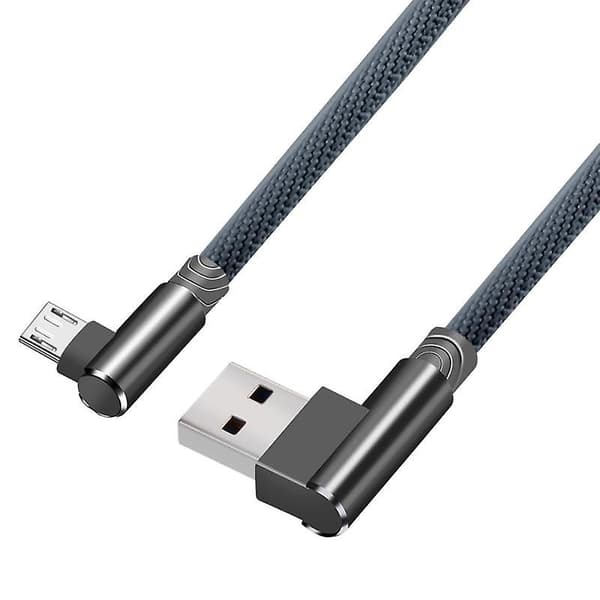 1 m:n latauskaapeli Micro USB -liitin 90 asteen kulmaan Micro Android -latauskaapeli, harmaa-max gray