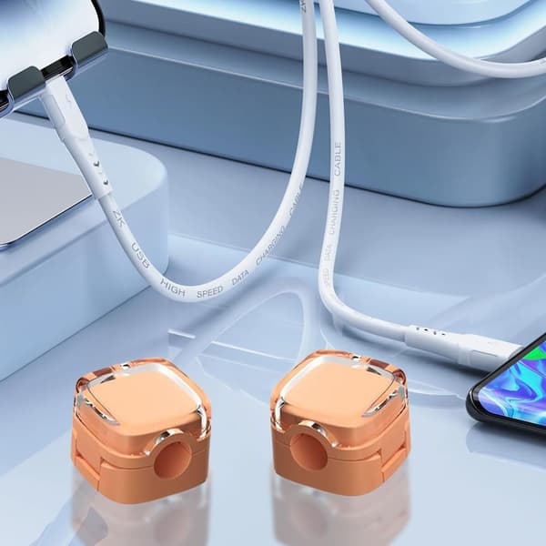 6-pack Magnetisk Kabelarrangör med Justerbar Hållare, Självhäftande Klipp orange