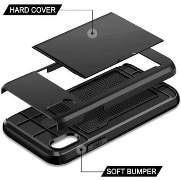 Telefon X/Xs Stöttåligt Skal kortfack Solid® Extra förstärkt Svart