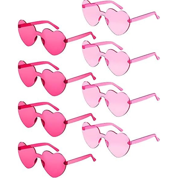 8 par båglösa solglasögon hjärtformade båglösa glasögon Mode klara godisfärgade glasögon för fest