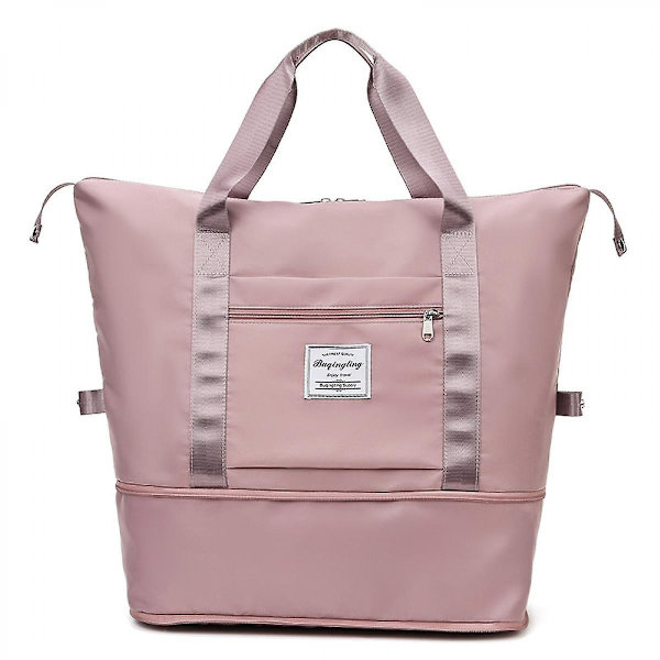 Vanntett skuldertaske Weekendbag Simsport Reiser Gympose Ekspanderbar pose Lett og enkel å bære (rosa)