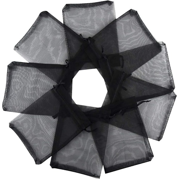 50 stk Organzaposer 3,54\"x4,33\" Satin Snørepose Smykke Gaveposer (Sort) Black 50 Count (Pack of 1)