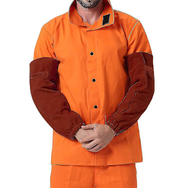 Lædersvejseskjold, lædersvejseskjold, varmebestandigt og flammehæmmende armskjold, svejsebeskyttelse, brun