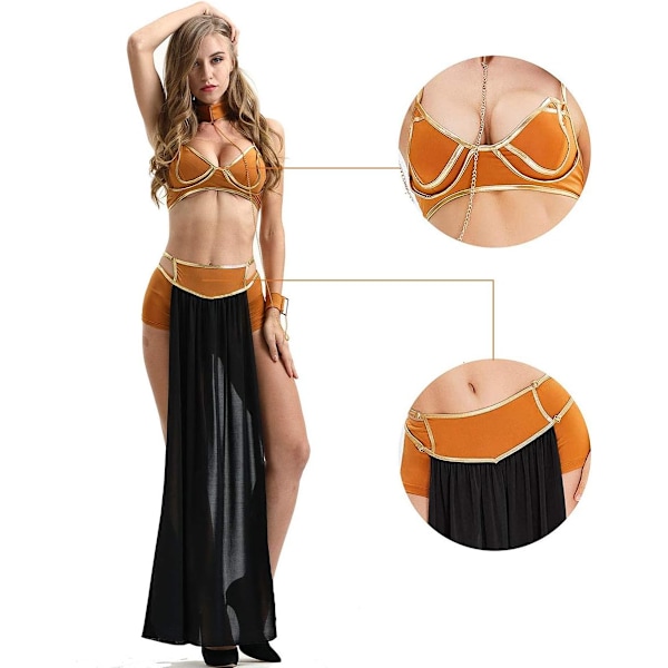 Kvinnors Halloween Cosplay Kläder, Sexig Kostym Prinsessa Slav Miss Manners Uniform, Prinsessa Leia Fångad Vuxen Kostym Coffee L Coffee L
