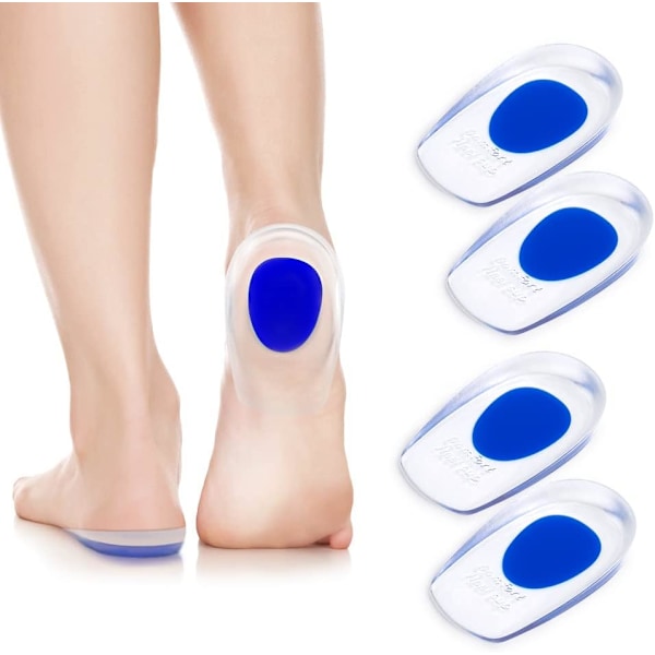 Silikon Gel Hælkopper, 2 Par Ortopædiske Hælpude til Plantar Fasciitis & Hælsporer, Blød Gel (L) L-2 pairs