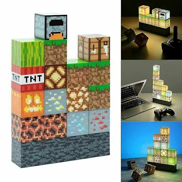 Minecraft Nattlampor Byggklossar Stitching Lamp USB Power