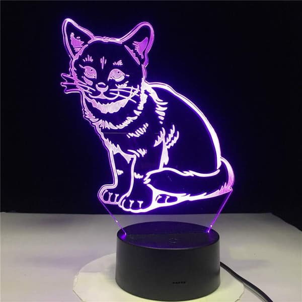 3D Kat Natlampe Lampe Illusion Natlampe 7 Farveændring