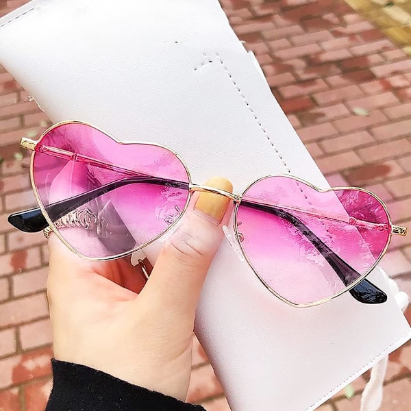 3 par hjärtformade glasögon, rosa hjärtformade solglasögon, hippiesolglasögon