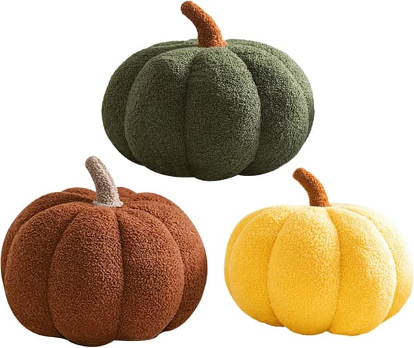 Pumpkuddar 13,8 tum diameter tacksägelsekuddar mjuka 3d halloweenpumpakuddar för soffor mörkgröna golvkuddar mörkgrön