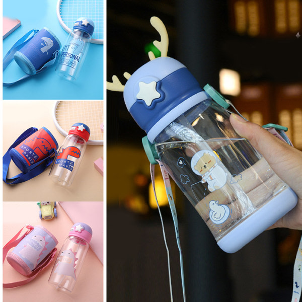 Söta drickskoppar Vatten Sippy-flaskor med kopparrem Läcksäker kopp för barn Vuxna B