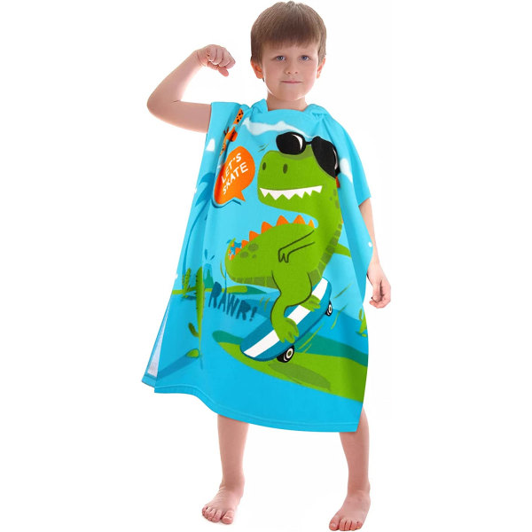 Badhandduk för barn med huva Poncho Duschhanddukar i mikrofiber (75 x 150 cm, dinosaurie) Färg 5