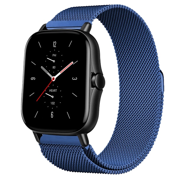 Magnetisk slinga för Amazfit GTS/4/2/2e/GTS2 Mini/3/GTR 4/3/2/47mm 20mm 22mm metallnät Smartwatch Mesh Amazfit Bip 5-rem Blue 20mm