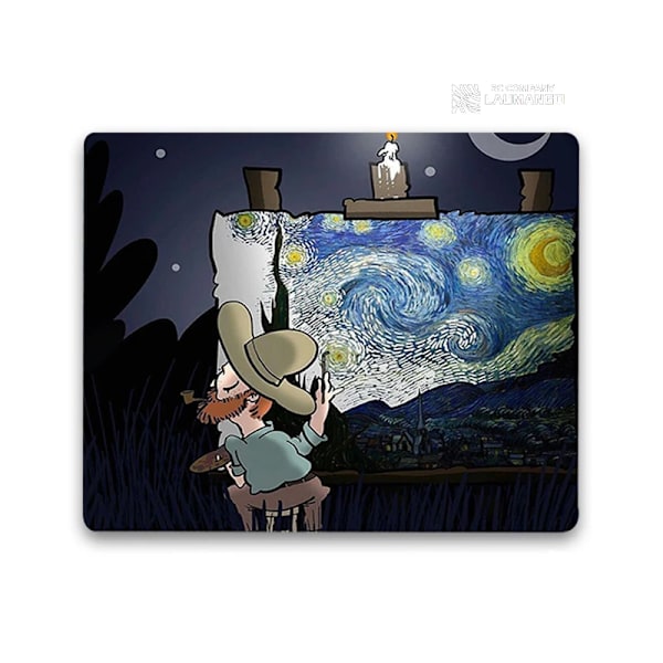 Liten musmatta tecknad Van Gogh illustration PC Gamer-skrivbord tangentbord skrivbordsmatta datorspelstillbehör musmatta animemattor JH003771 25x29cm