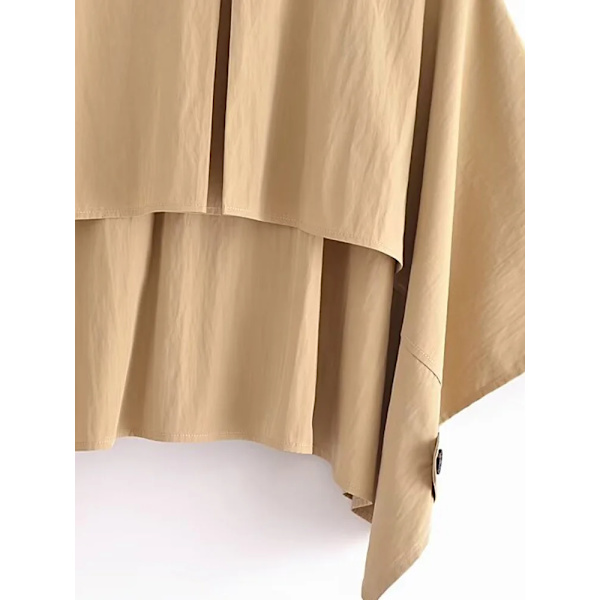Naisten 2024 Kesä Uusi Muoti Standard Lyhyt Lakka Vintage Lapel Napit Tarvikkeet Chic Cape Takki Mujers Khaki M