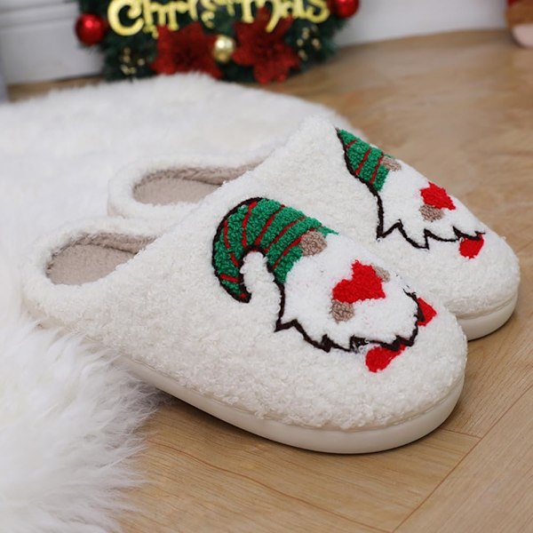 Roliga älg-julklapps-tofflor, mysiga plysch-tofflor för inomhusbruk för kvinnor och män Dwarf M 42/43 EU