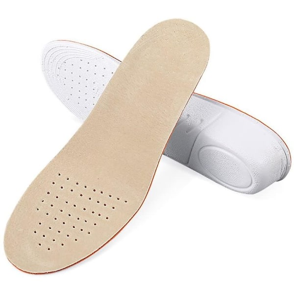 Invisible Heighten innersulor för män och kvinnor Bekväma läder Andas Grisskinn Casual Shoes Full Pad Heightening (l(40-45 Eu) Hälhöjd 3,5 cm)