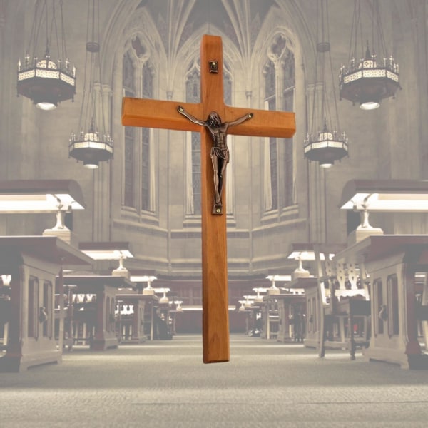Jesus spikad på korset Ornament, krucifix väggkors katolsk trä Jesus Kristus vägghängande kors för heminredning