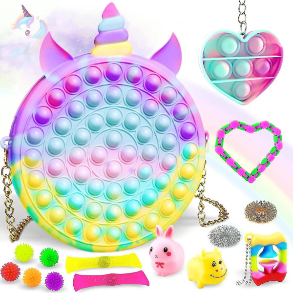 Söt handväska Flickor Leksaksväska Rainbow Bubble Messenger Bag Flickor Skolmaterial Barn Flickor Födelsedagspresent