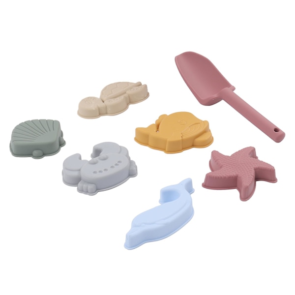 Silikon Strandleksaker Baby Sand Leksaker Set Inkluderar silikonhink Djurmodell Sandskyffel Stringblå C C