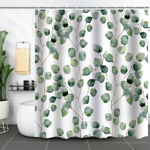 Dusjforheng, grønne blader, 180x180 cm, vanntett polyester, baderomsdekorasjon til hjemmet