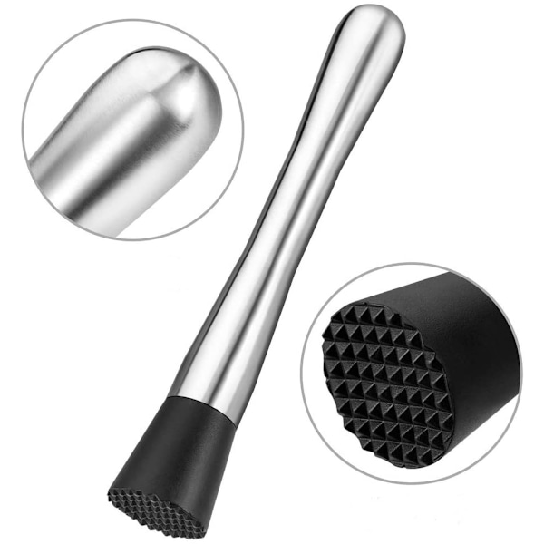 1 stk Cocktail Muddler i rustfritt stål, Bar Ricer, fruktmixer, ideell 20,5 cm