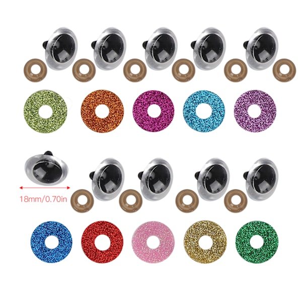 Säkerhetsögon med färgglada glitterbrickor för dockleksaker Stoppade djurdockor 16mm 16mm