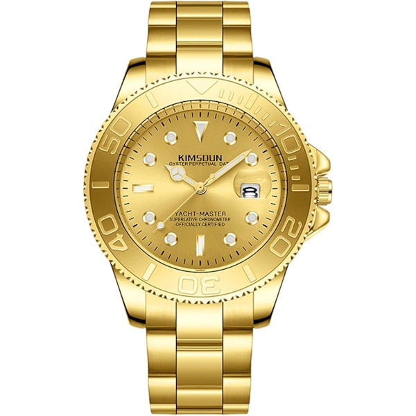 Minimalistisk herreur klassisk rustfrit stål armbåndsur mode analog kvarts ure dato kalender lysende ur til mænd mænd Guld A Gold A