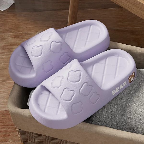 Pallene Tjock Botten Utskrift Tofflor Kvinnor Söt Cartoon Björn Hem Sandaler Inomhus Eva Mjuk Badrum Slides Par Strandskor Khaki 40-41(passar39-40)