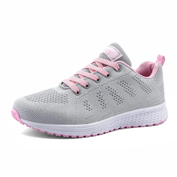 Kvinder Casual Sko Mode Åndbar Gåture Mesh Platformsneakers Hvid Kvindelige Sko A08Grå Pink 38