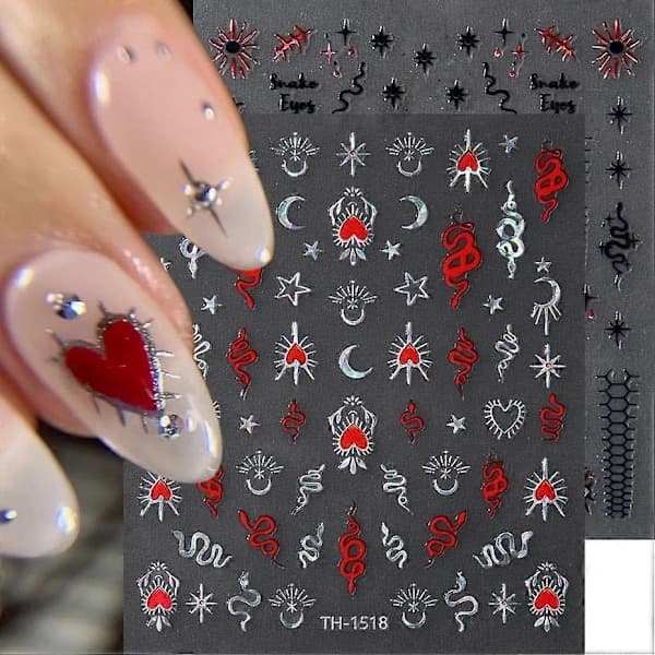 Orm Nagelsticker - 3D Kjærlighet Orm Laser—max