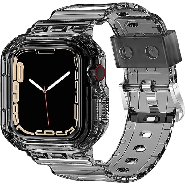 CQBB Kompatibel för kristallklara Apple Watch -band, 38 mm 40 mm 41 mm med case för män Dam Jelly Case och band / Svart