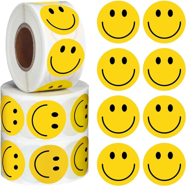 CQBB 1500 bitar Smile Face Dekal Små Happy Face Dekal Mini Motivational Stickers Färgglada Stickers Behavior Chart Stickers for Student (1 tum)