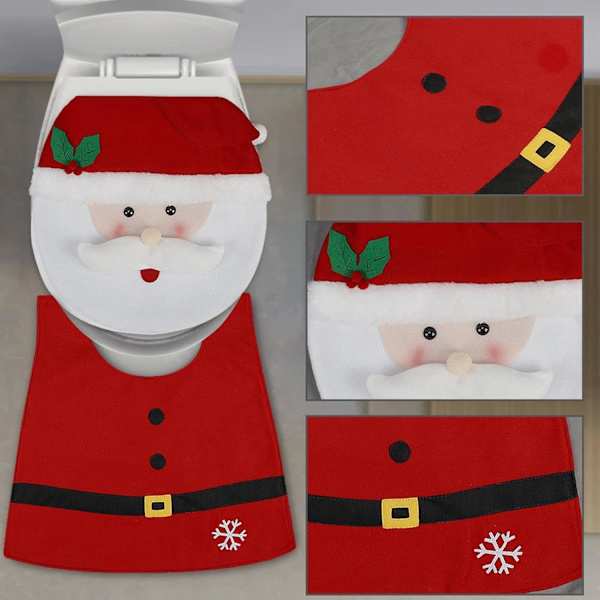 Joulu WC-istuimen peitesetti - Juhlava Joulupukki kylpyhuoneen matto ja peite Santa Claus