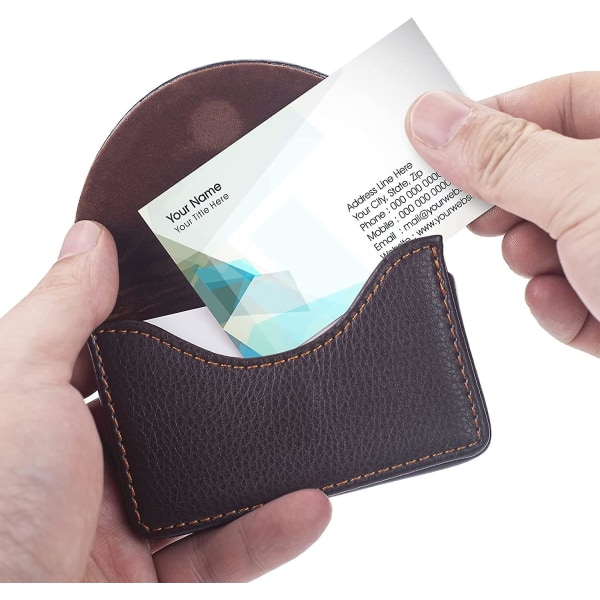 Visitkortshållare Pu-läderkorthållare för män Kvinnor Visitkortsfodral Case -ID- case Kreditkortsplånbokshållare med magnetisk stängning.