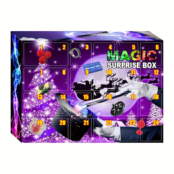 Puzzle Enkel magisk rekvisita för nybörjare magiskt set för barn present jul överraskning magisk låda 24 st leksaker jul adventskalender