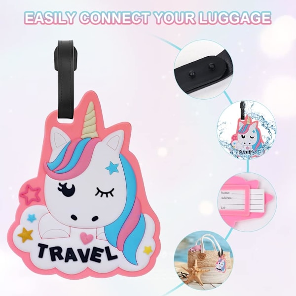 2 stk Unicorn mønster bagasjelapp, håndveskelapp silikon bagasjelapp