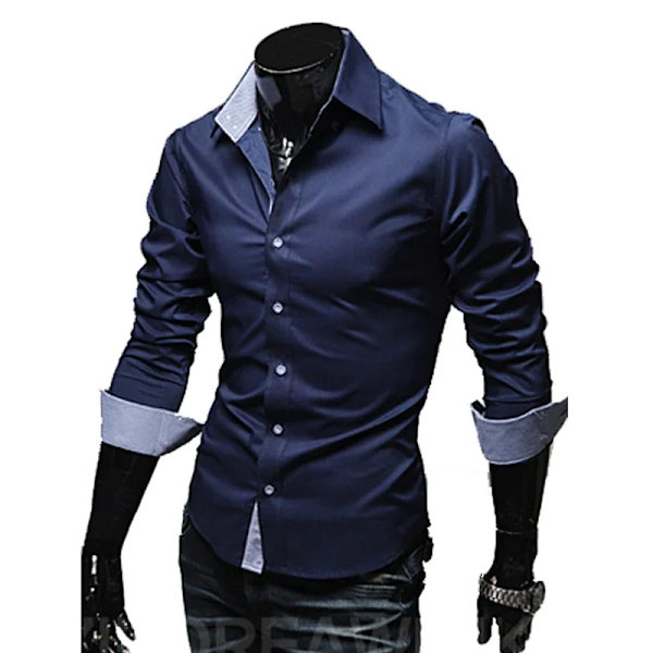 Miesten raidallinen paita Pitkähihainen Slim Fit Valkoinen Sosiaalinen Casual Paita Miesten Business Camisa Masculina Chemise Joulupaita 1036-White L