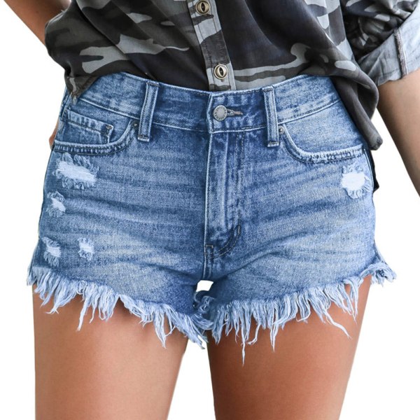 CQBB Womens Cut Off denim Short Frayed Distressed Jean jeansshorts XL